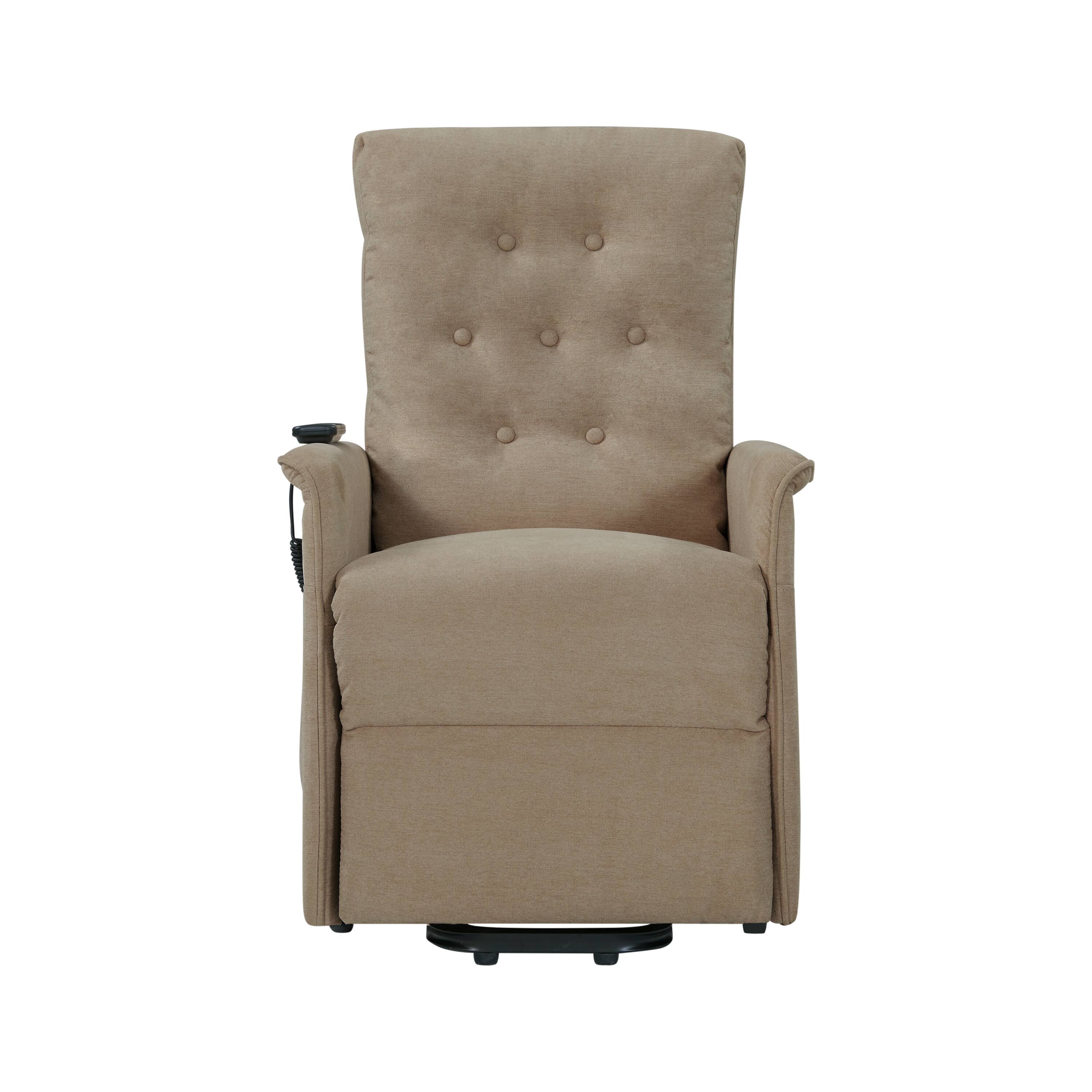 Front. ProLounger - Gartree Plush Low-Pile Velour Power Recline and Lift Chair - Barley Tan.