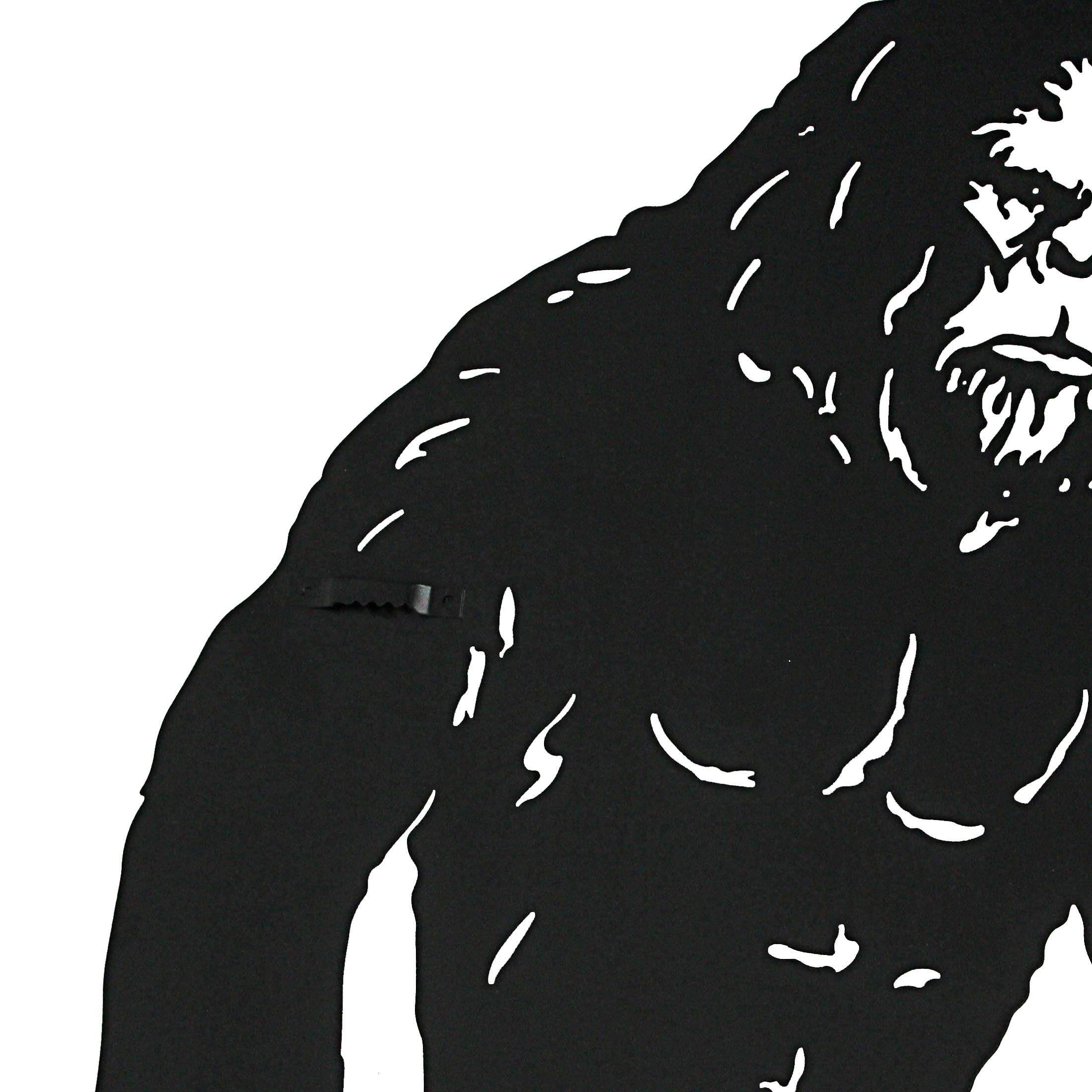 Alt View 7. Zeckos - Black Metal Laser Cut Rude Bigfoot Flipping The Bird Wall Sculpture Home Decor - Black.
