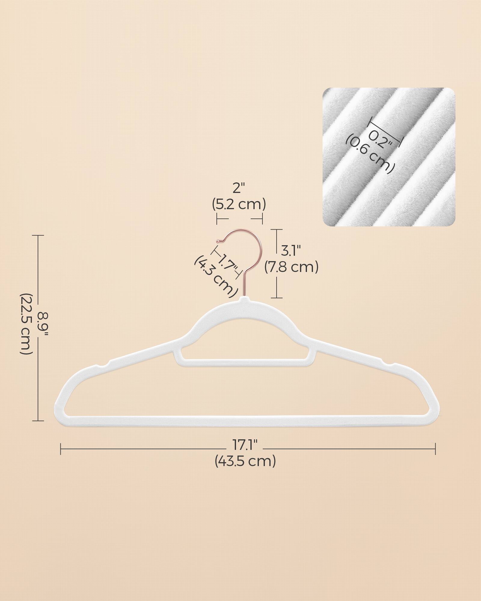 (22.5 cm)  
8.9"  
(0.6 cm)  
(0.6 cm)  
2" (5.2 cm)  
T  
T  
3.1" (7.8 cm)  
(4.3 cm)  
17.1" (43.5 cm)