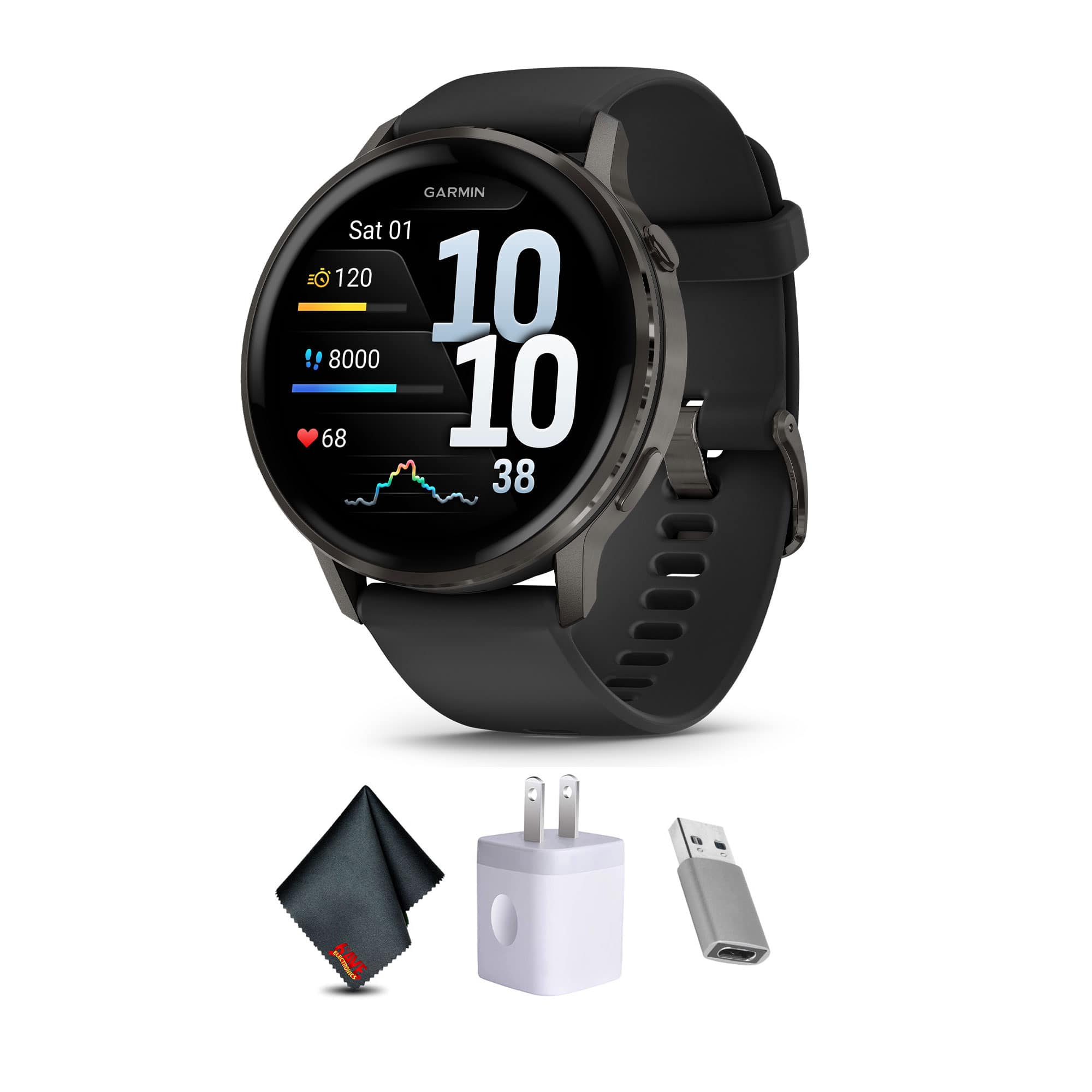 Garmin - Venu 4, 45mm, Advanced Health and Fitness GPS Smartwatch, Slate with Black Silicone Band - Slate with Black - (2025)