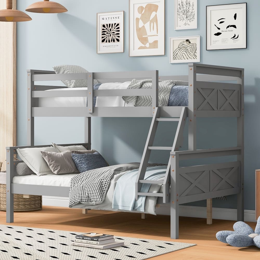 Loheer - Twin Over Full Bunk Bed with Ladder and Guardrail - Gray price history on PriceWatchPro