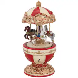 Northlight - Horses and Cupids Animated Musical Carousel - 7.25" - Ivory