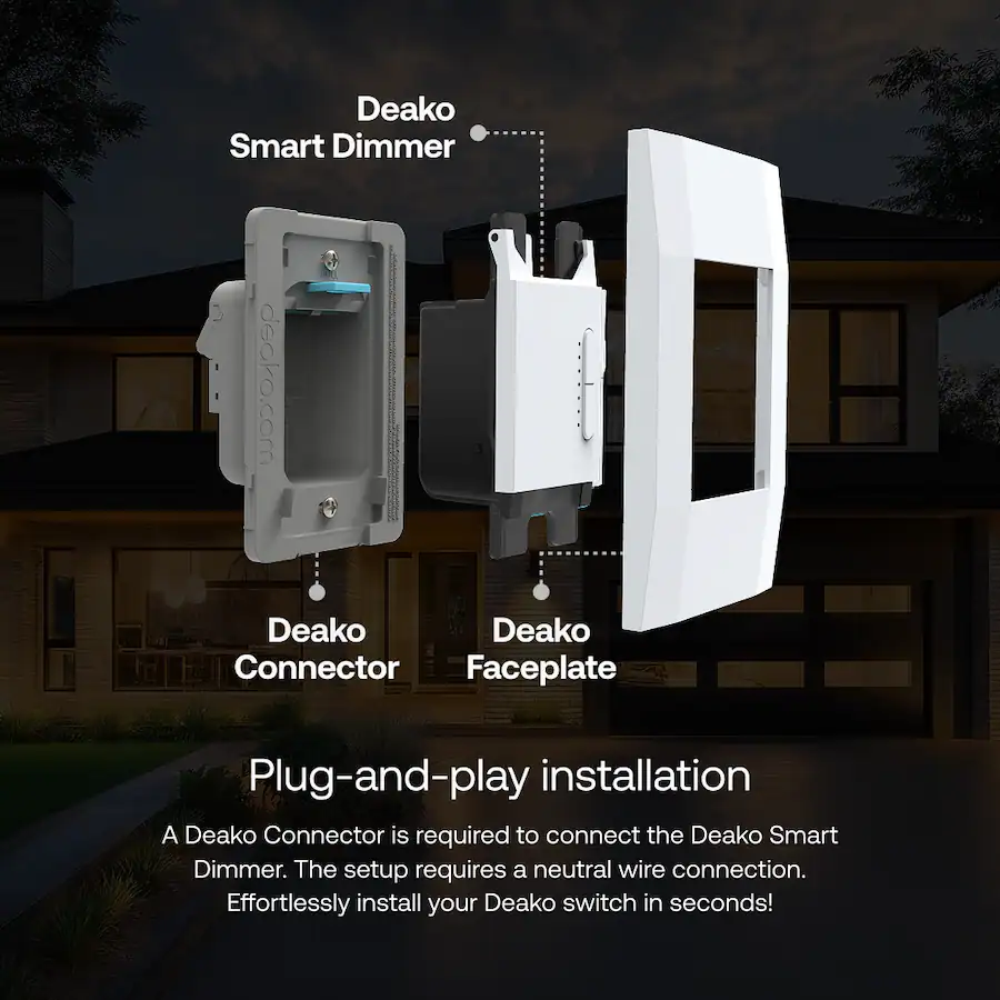 Deako Smart Dimmer (Single Pole), Rocker Style Dimming, Remote App ...