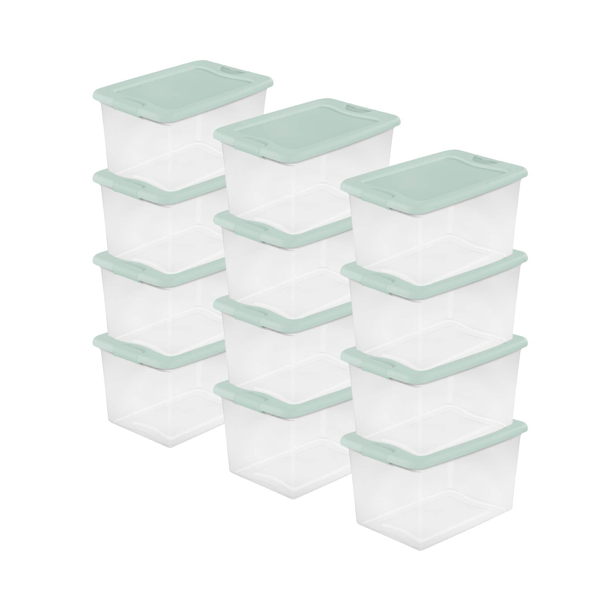 Sterilite - 12 Pack 64 Qt Latching Box, Plastic Storage Bin with Lid - Mindful Mint