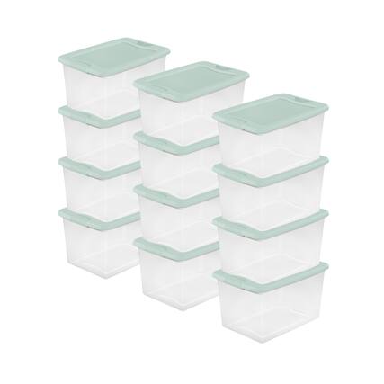 Front. Sterilite - Sterilite 12 Pack 64 Qt Latching Box, Plastic Storage Bin with Lid, Mindful Mint - Mindful Mint.