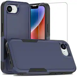 Equipd - Case for iPhone 17e / iPhone 16e 6.1" Heavy Duty Rugged Shockproof Protection Cover with Tempered Glass Screen Protector - Blue