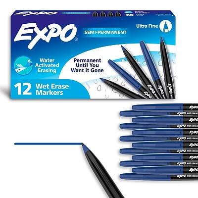 EXPO Ultra Fine  
SEMI-PERMANENT  
Water Activated  
Permanent Until You Want it Gone  
12 Wet Erase Markers