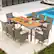 Alt View 1. Costway - 9 PCS Patio Dining Set for 8 Table and PE Rattan Chairs with 2" Umbrella Hole - Mix Gray,Off White.