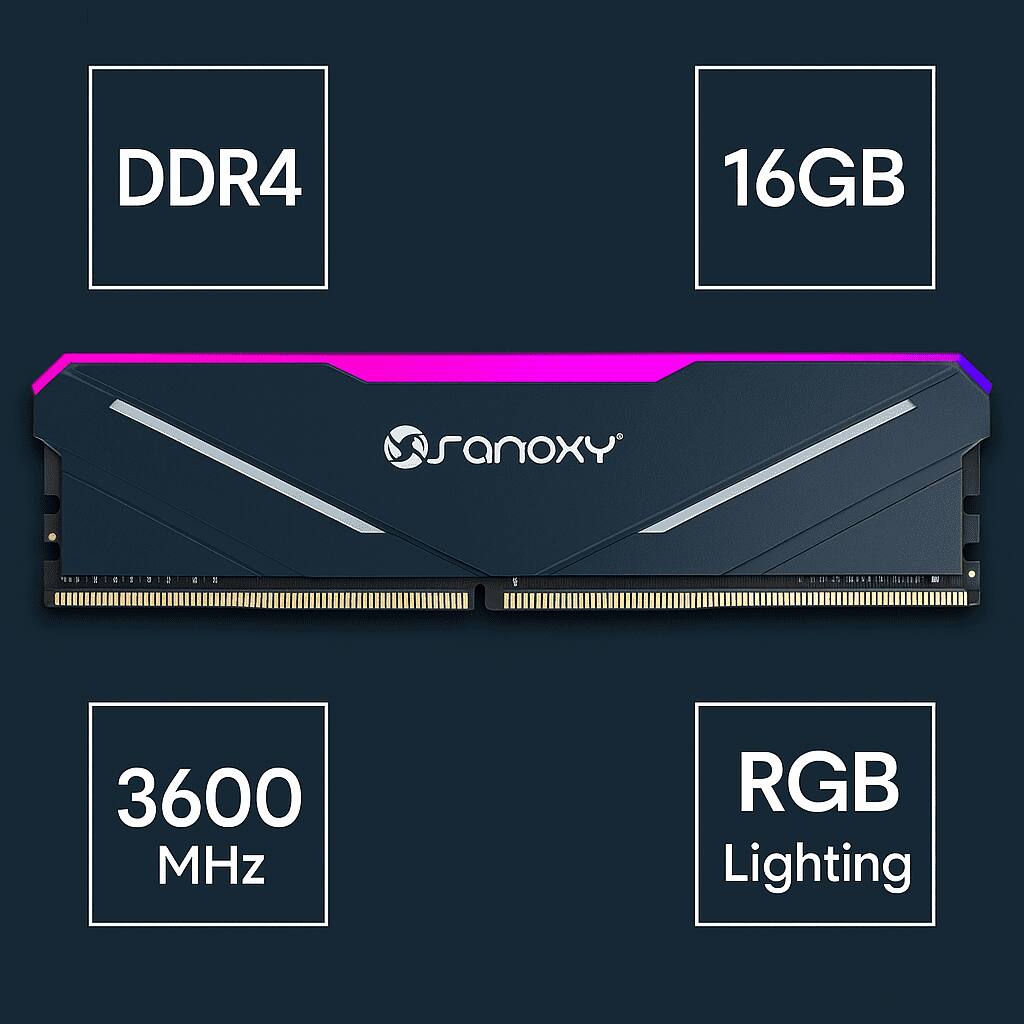 DDR4  
16GB  
3600 MHz  
RGB Lighting