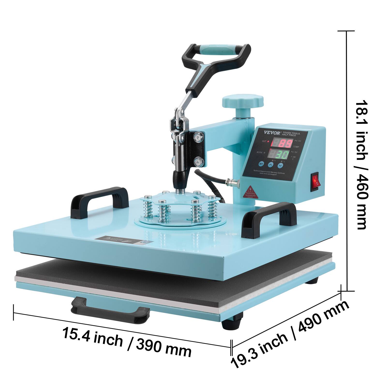 VEVOR HALF TOUGH PRICE TOOLS. FAT PC20 88 TEMP MROR I 2016 38 DE 1 SET Service  
- 18.1 inch / 460 mm  
- 15.4 inch / 390 mm  
- 19.3 inch / 490 mm