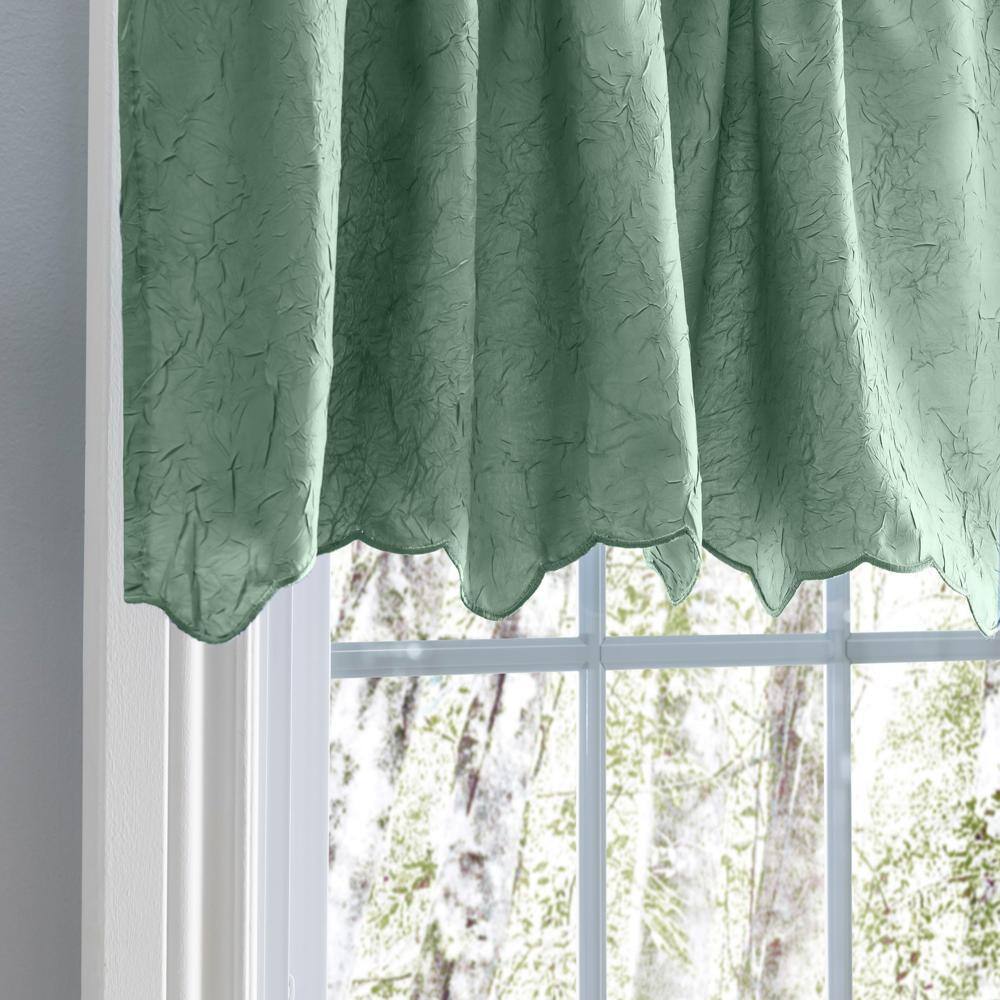 Left. Ellis Curtain - Ellis Curtain Portland Crushed Taffeta Rod Pocket Valance - 48x15" Spa - Spa.