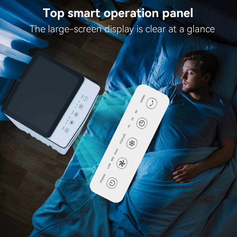Top smart operation panel  
The large-screen display is clear at a glance  

SWING  
4H 2H 1H  

COOLER  
HIGH MID LOW  

POWER