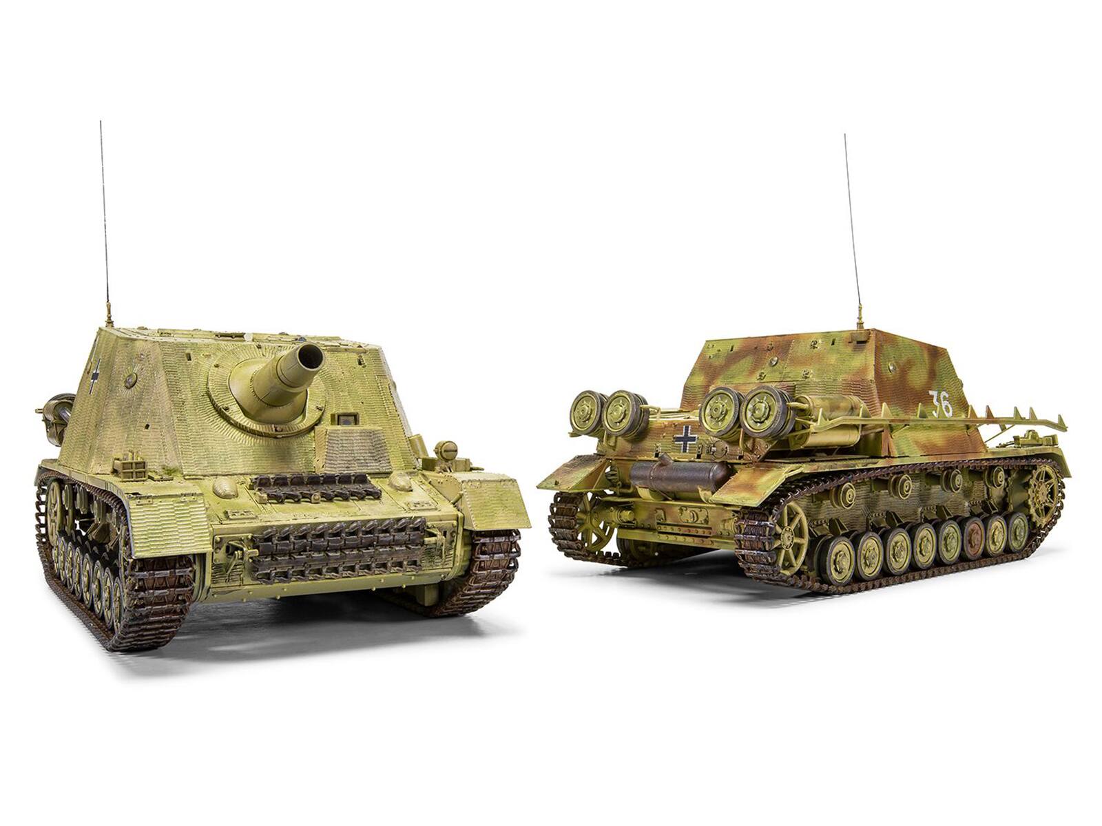 Angle. Airfix - Level 3 Model Kit Sturmpanzer IV Brummbar "Mid Version" Tank with 2 Scheme Options 1/35 Plastic Model Kit by Airfix - Multi.