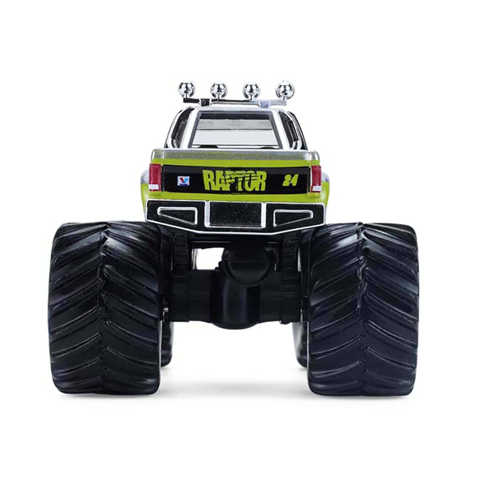 Alt View 4. Greenlight - 1986 Chevrolet S10 Monster Truck #24 "Raptor" Black and Green with Graphics 1/64 Diecast Model Car by Greenlight.