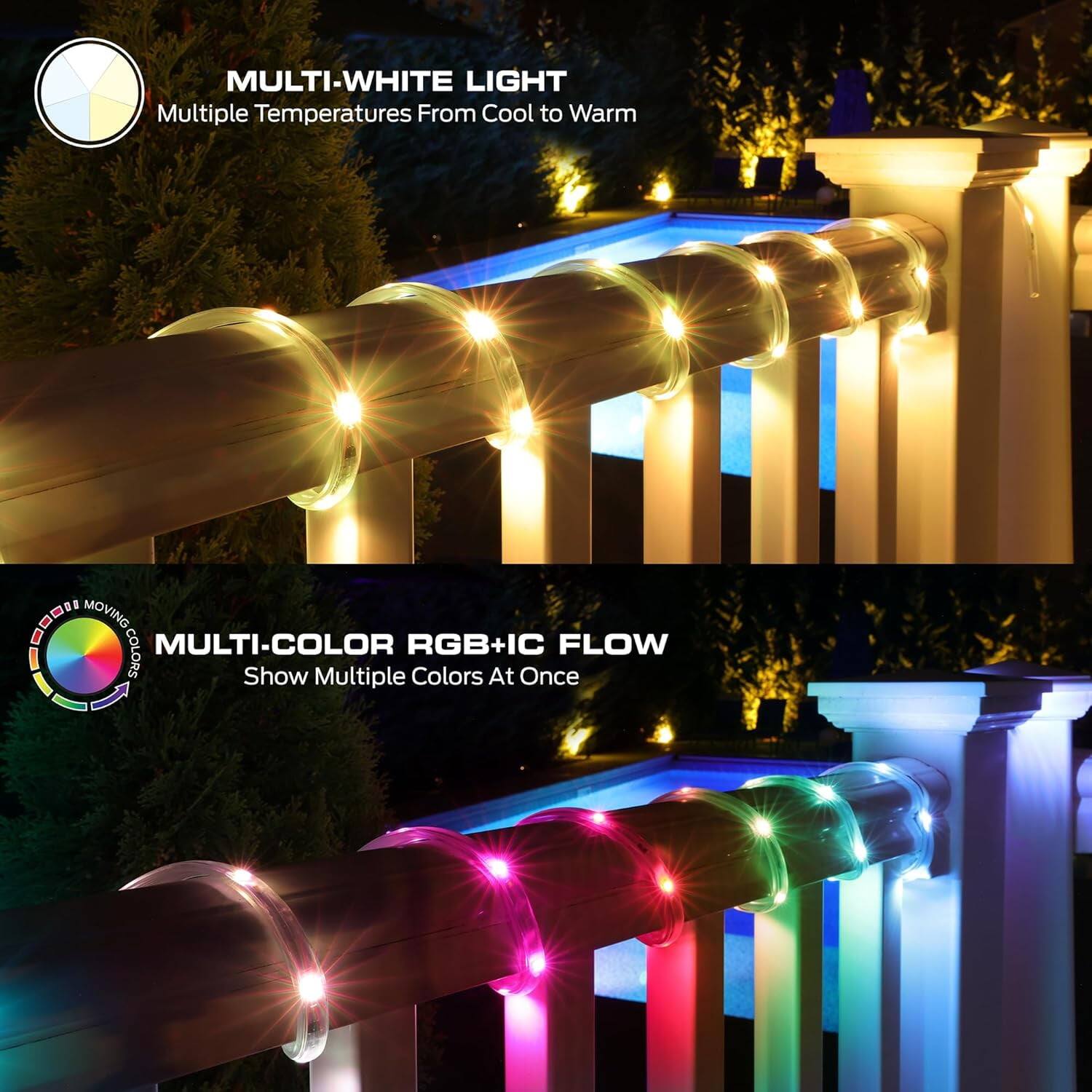 MULTI-WHITE LIGHT  
Multiple Temperatures From Cool to Warm  

MULTI-COLOR RGB+IC FLOW  
Show Multiple Colors At Once