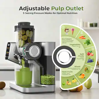 WETIE - Cold Press Juicer Machine, Adjustable Juicing Pressure, Touch Screen Quiet Slow Masticating, 99% High Juice Yield