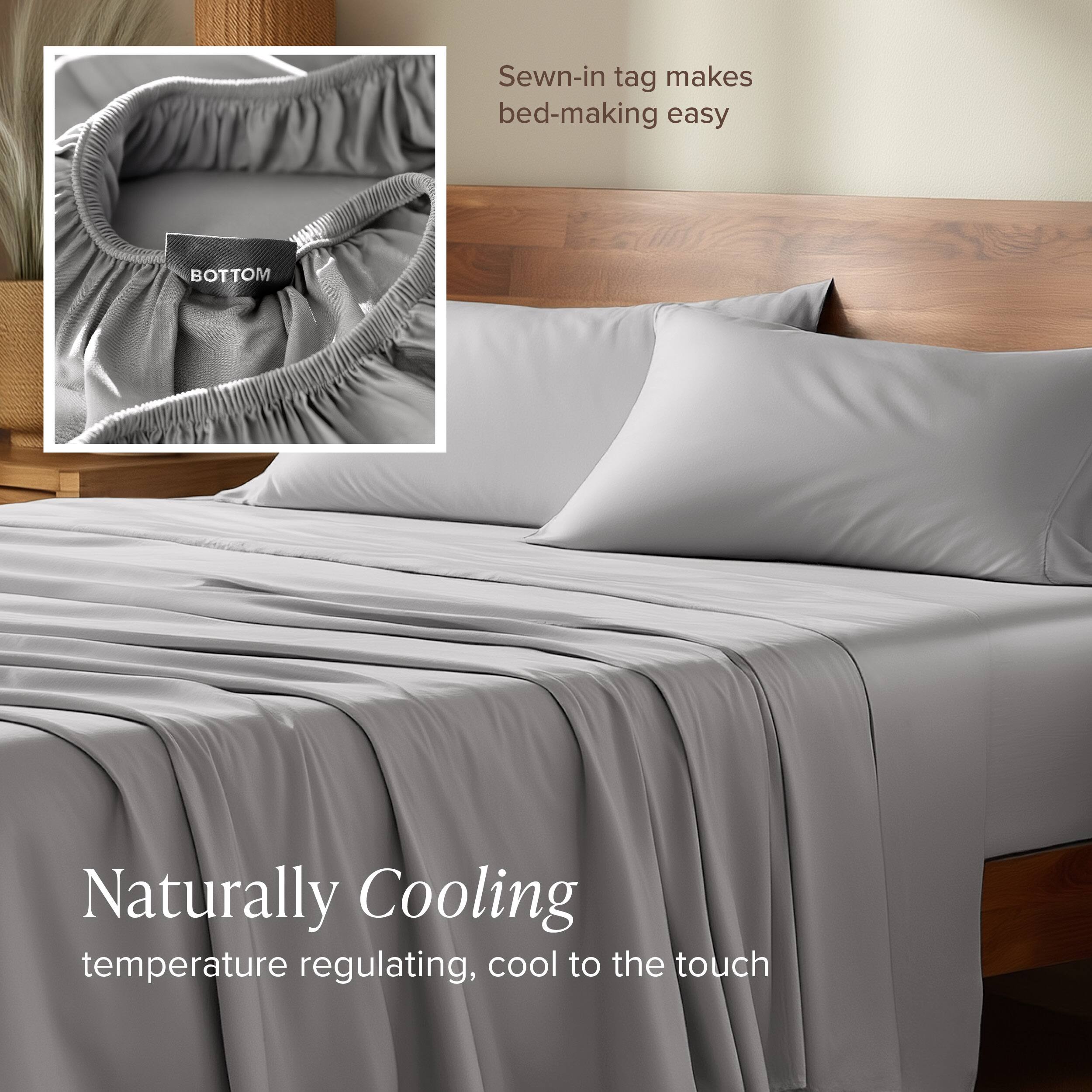 Sewn-in tag makes bed-making easy

Naturally Cooling
temperature regulating, cool to the touch