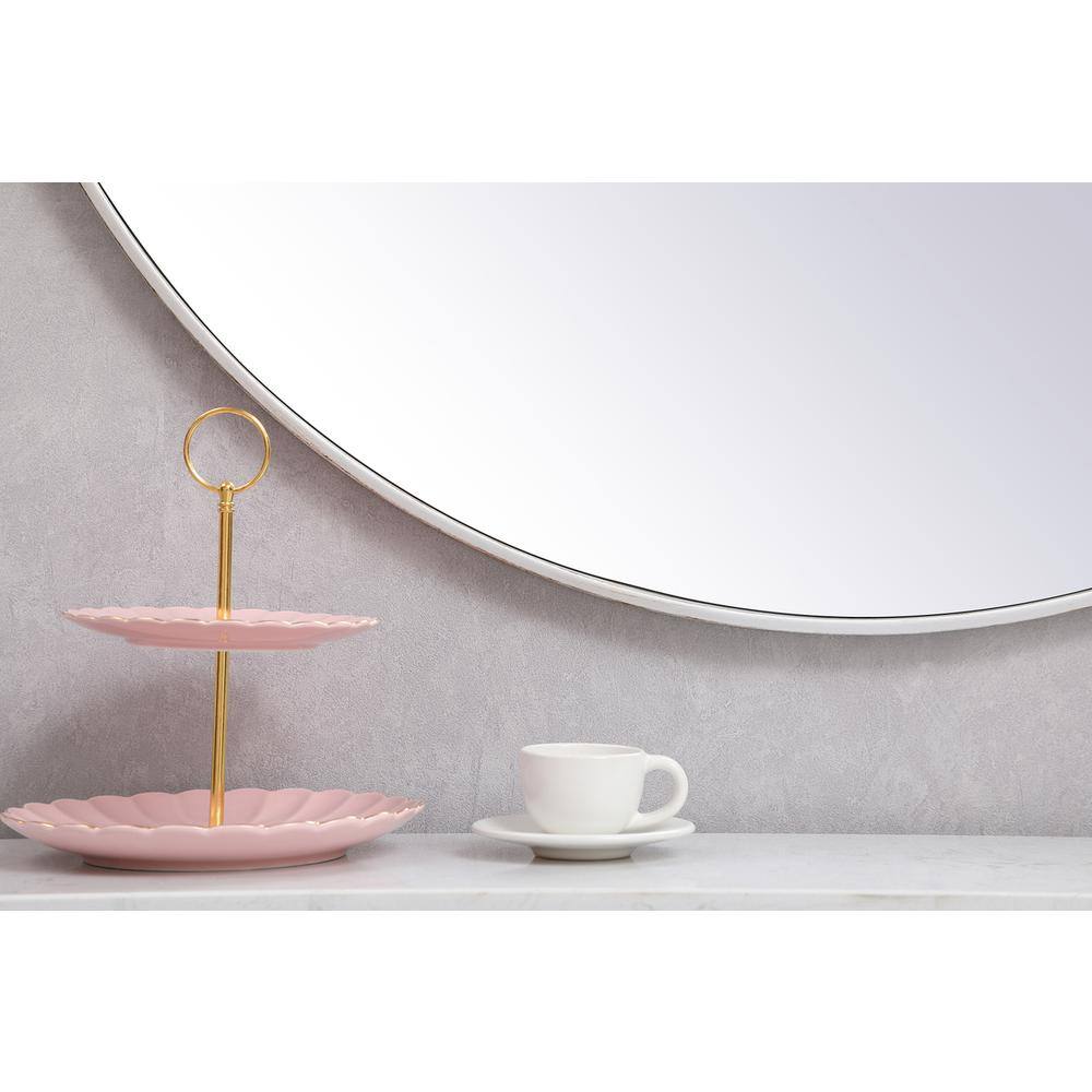 Back. Elegant Decor - Metal frame round mirror 39 inch in silver - Silver.