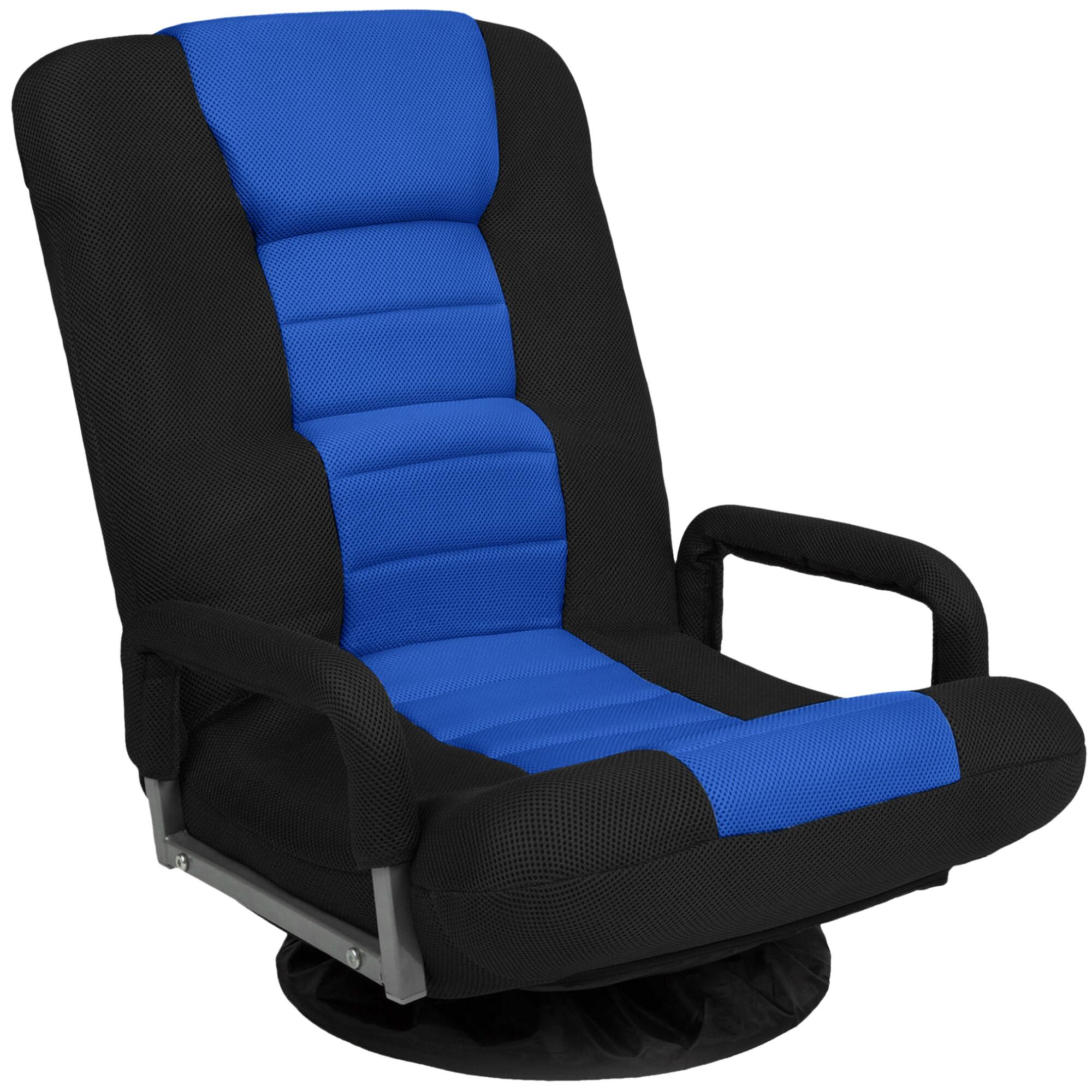 Front. Best Choice Products - Best Choice Products 360-Degree Swivel Gaming Floor Chair w/ Armrest Handles, Foldable Adjustable Backrest - Black/Blue - Black/Blue.