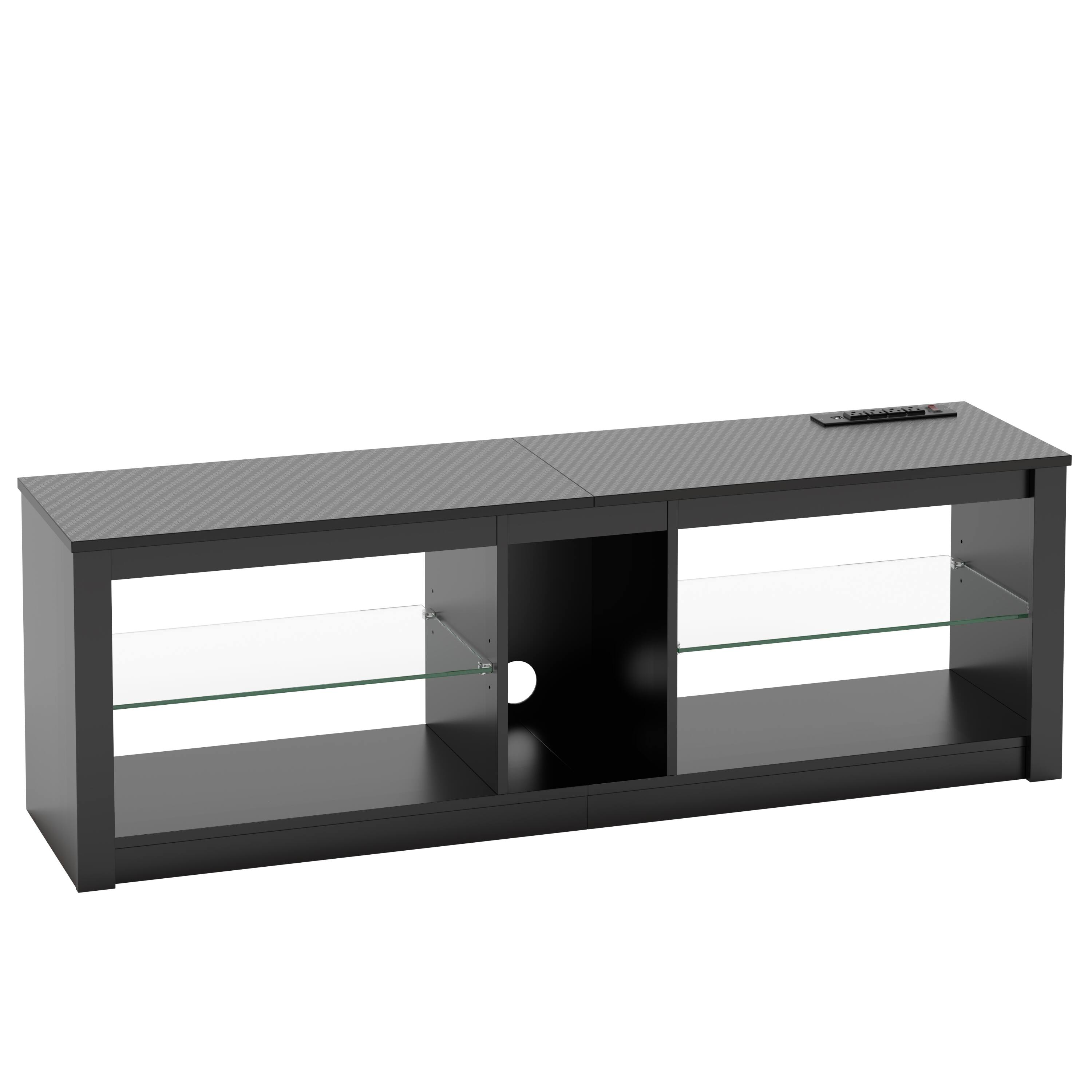 Alt View 3. Bestier - Bestier TV Stand with Power Outlets and Storage, LED Entertainment Center for TVs up to 60inch - Black.