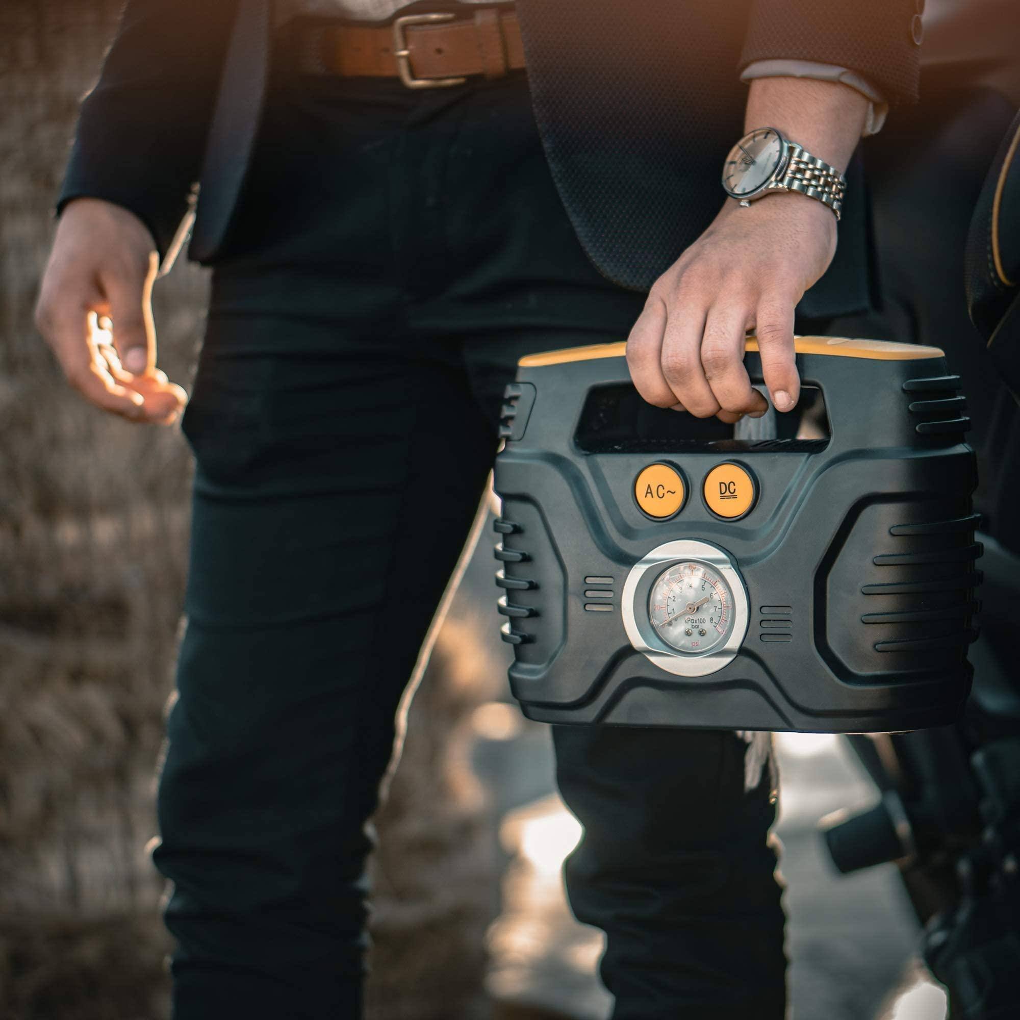 Alt View 1. JETRANSPORT - Portable Air Compressor Pump For Car 12v Dc And Home 110v Ac Swift Performance Tire Inflator 100 Psi - Bicy - Default.