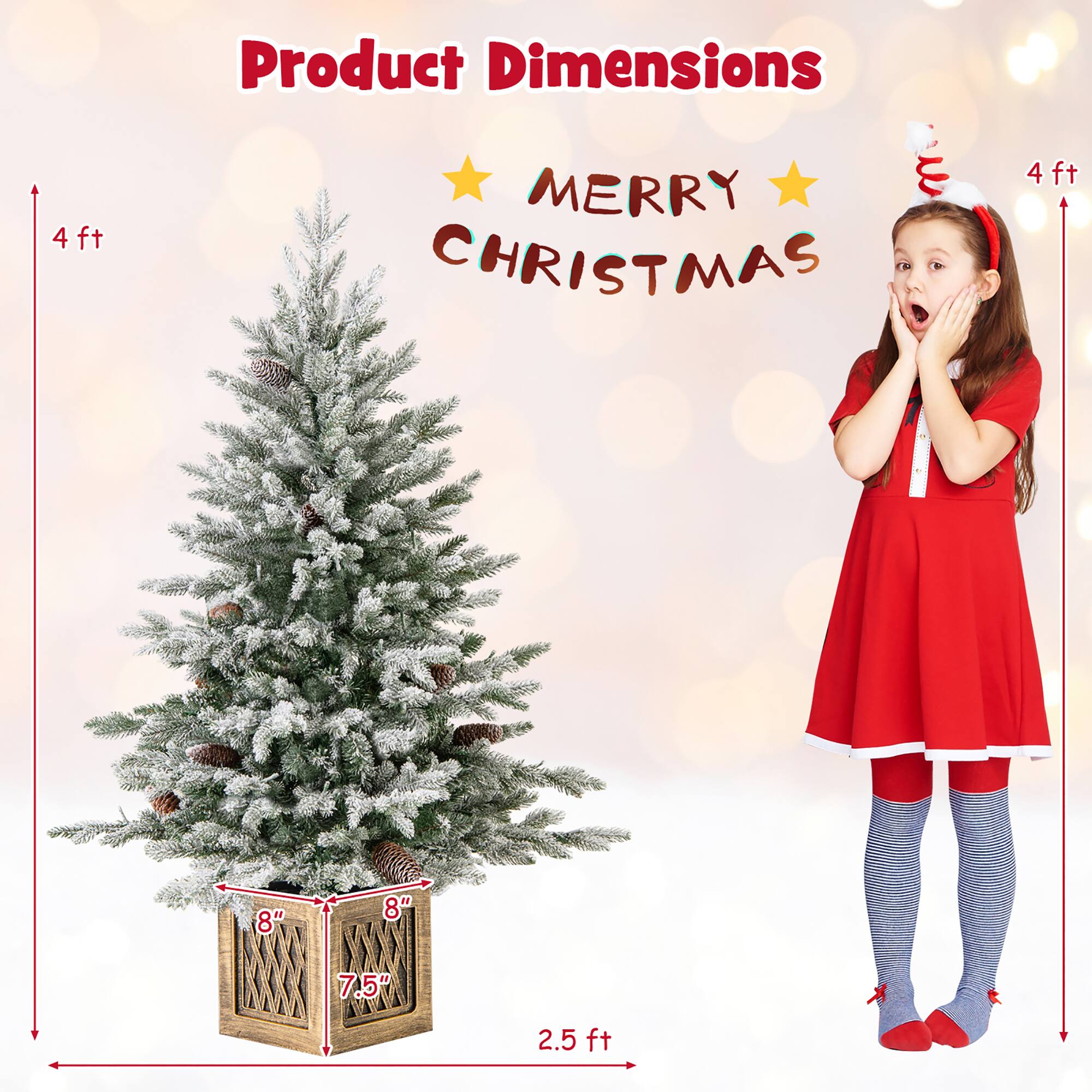 Product Dimensions  
4 ft  
MERRY CHRISTMAS  
4 ft  
8"  
8"  
7.5"  
2.5 ft