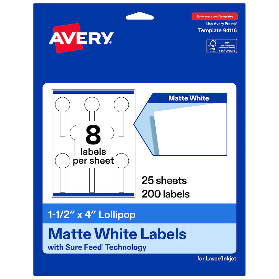 Labels In Mail Merge Avery Avery® Matte Lollipop Labels, 1 1/2