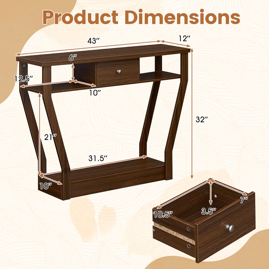 Costway Console Table Modern Sofa Accent Table with Drawer Entryway ...