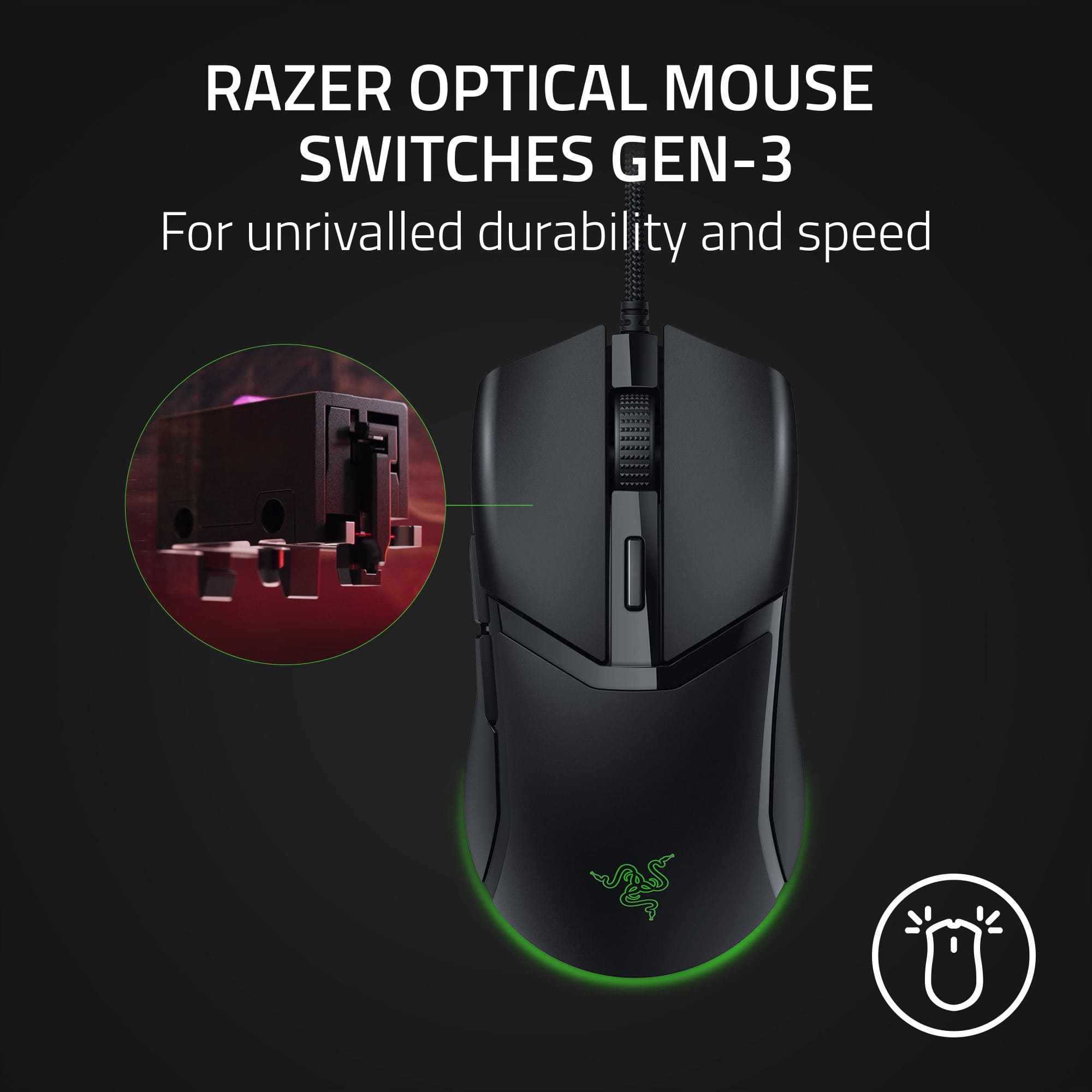RAZER OPTICAL MOUSE SWITCHES GEN-3: For unrivalled durability and speed.
