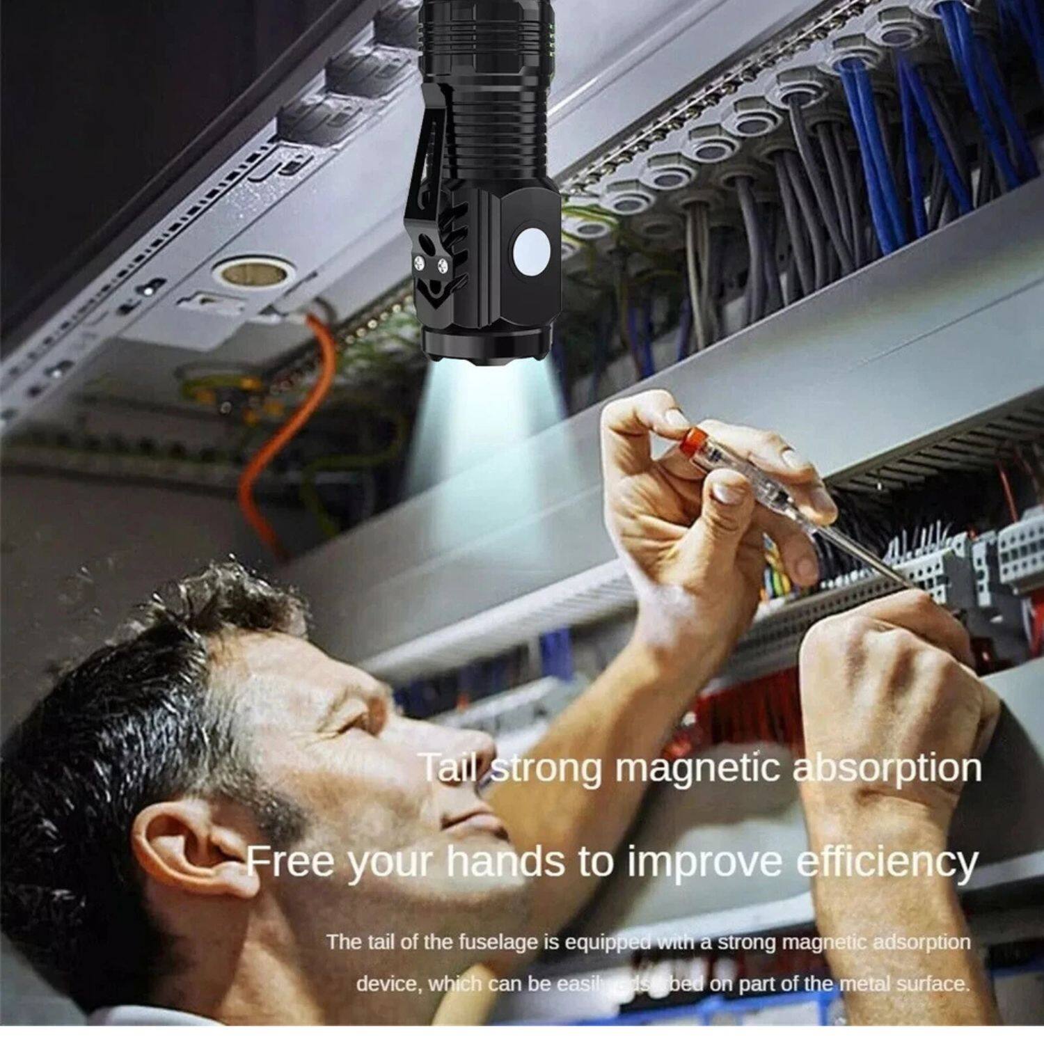 Tail strong magnetic absorption  
Free your hands to improve efficiency  

The tail of the fuselage is equipped with a strong magnetic adsorption device, which can be easily adsorbed on part of the metal surface.