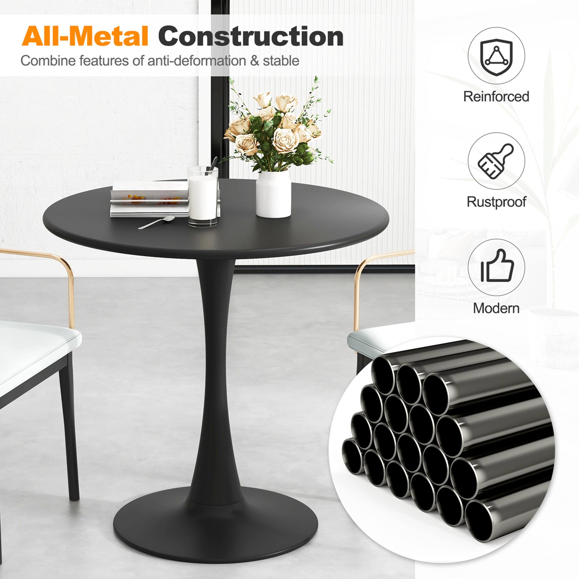 All-Metal Construction  
Combine features of anti-deformation & stable  

Reinforced  
Rustproof  
Modern