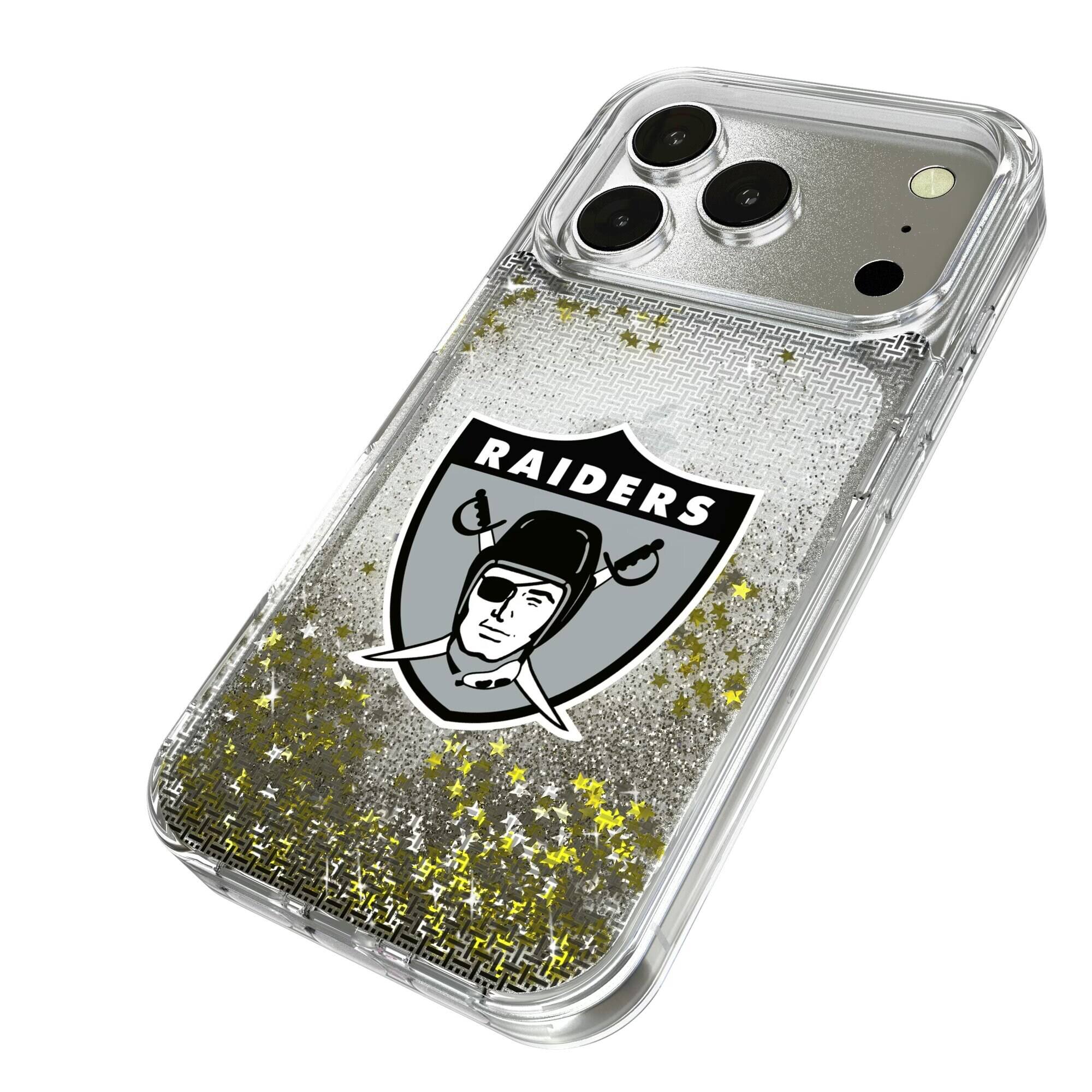 Alt View 1. Keyscaper - Oakland Raiders Linen Logo iPhone Glitter Case - 16 Pro Max - Multicolor.