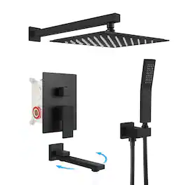 Sweet - Rainfall Shower System with Shower Head and Square Handheld Shower Head Set - Matte Black