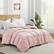 Front. Puredown - Puredown Luxurious 300TC 100% Organic Cotton Down Feather Fiber Comforter, Pink, Full/Queen - Pink.