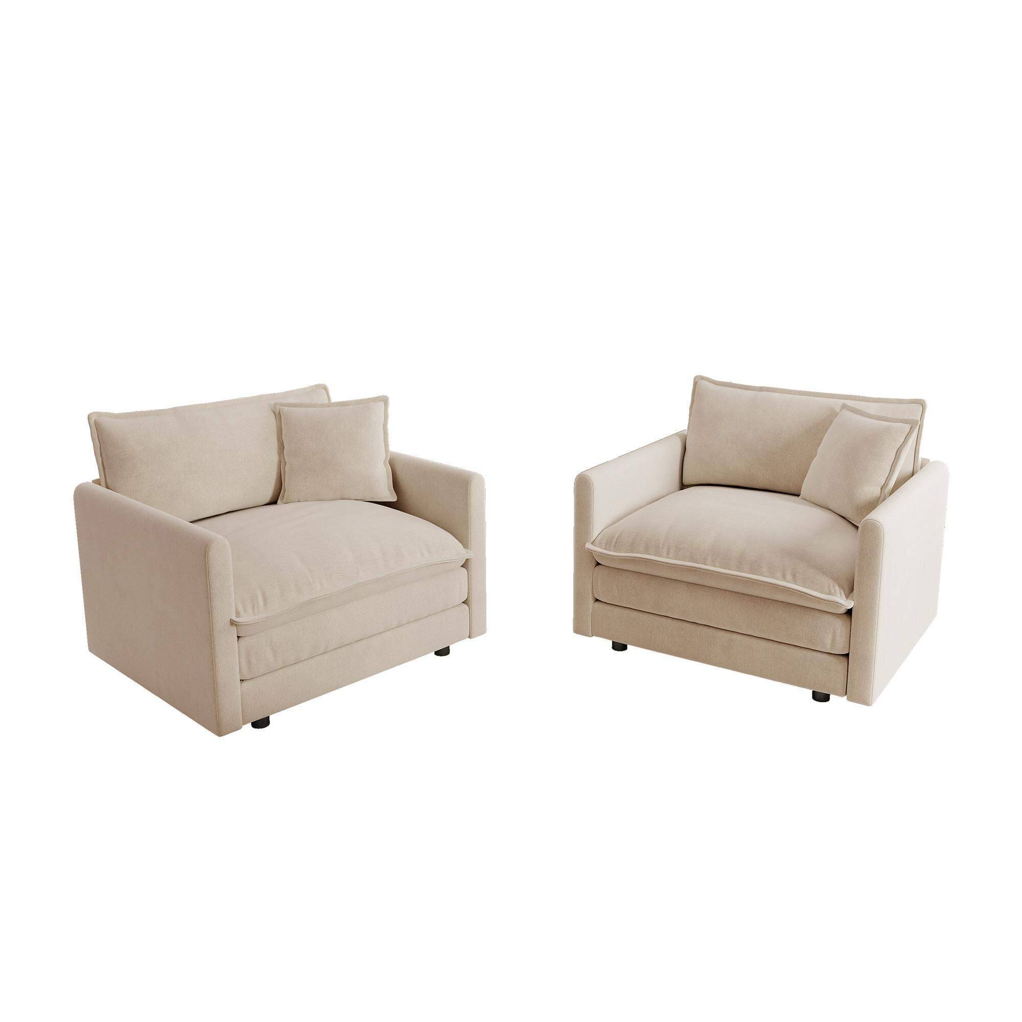 Angle. LOVMOR - Accent Chair Set of 2 Highend Chenille Upholstered Armchairs Living Room Side Chairs with Toss Pillow Light Coffee - Beige.