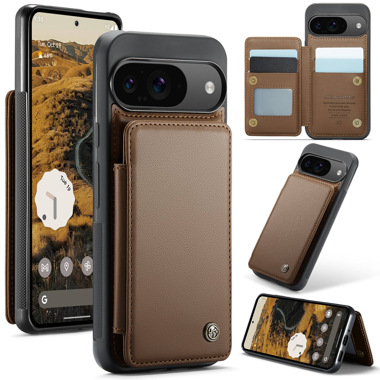 UUCOVER - Wallet Case for Google Pixel 9/9 Pro with Magnetic RFID Card Holder Slots, Shockproof PU Leather Flip Kickstand Cover - Brown price history on PriceWatchPro