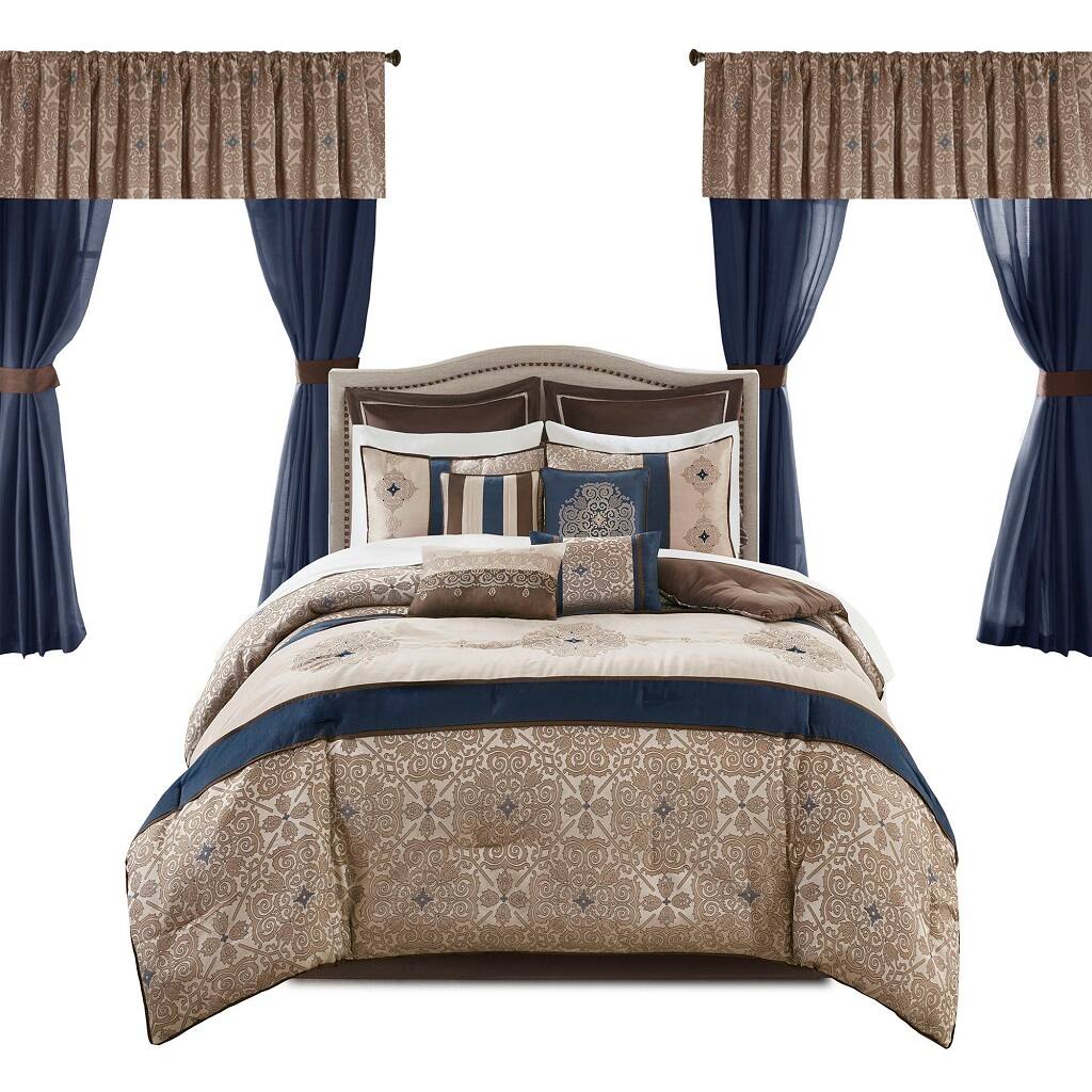 Front. Gracie Mills - Gracie Mills Morton 24-Piece Complete Bedroom Makeover Room-in-a-Bag Set - Navy.