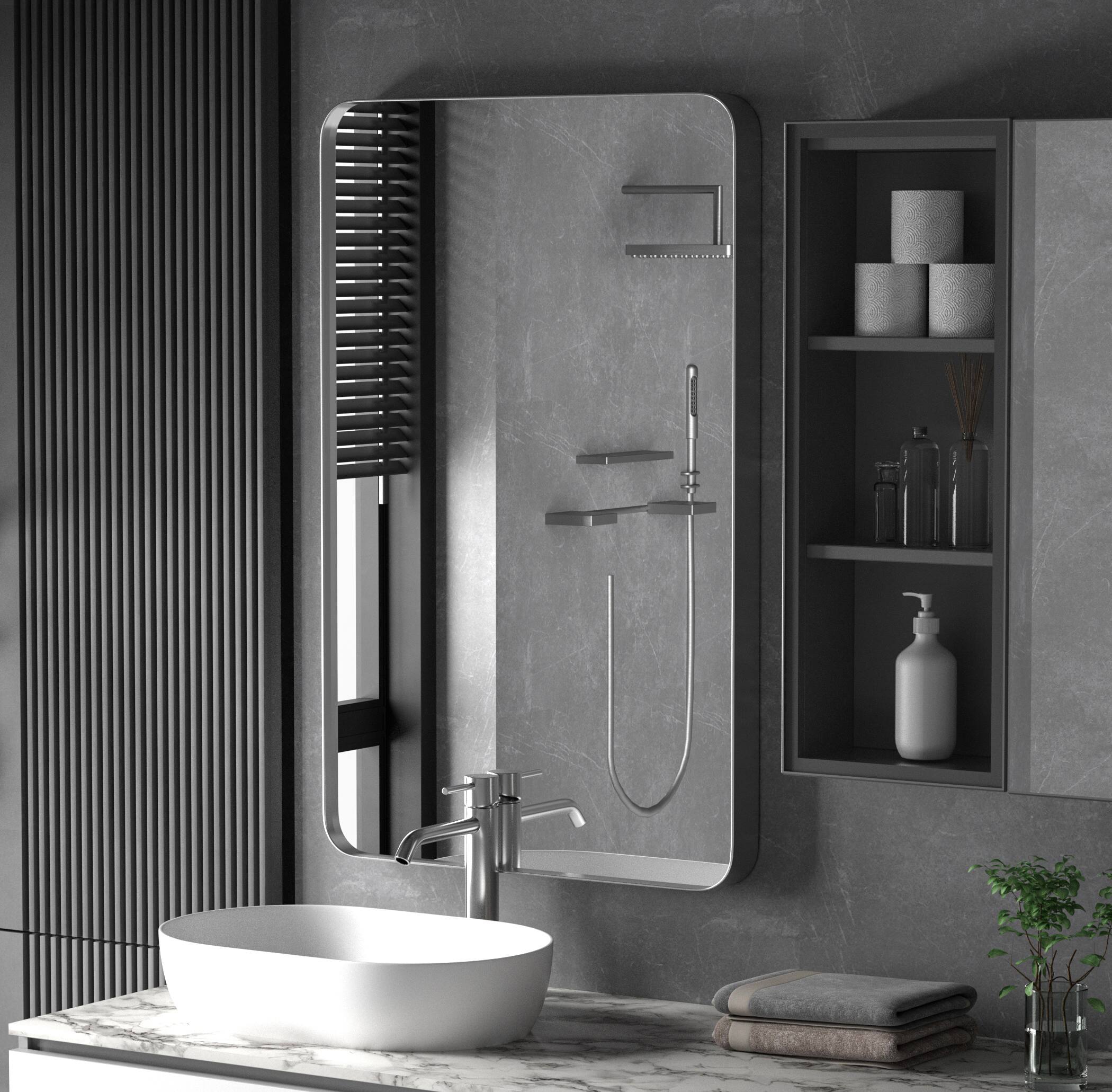 Alt View 1. PAIHOME - Classic Stainless Steel Rectangular Wall Mirror - Waterproof and Rustproof Bathroom Mirrors Modern Mirror - Silver-30x40 Inch.