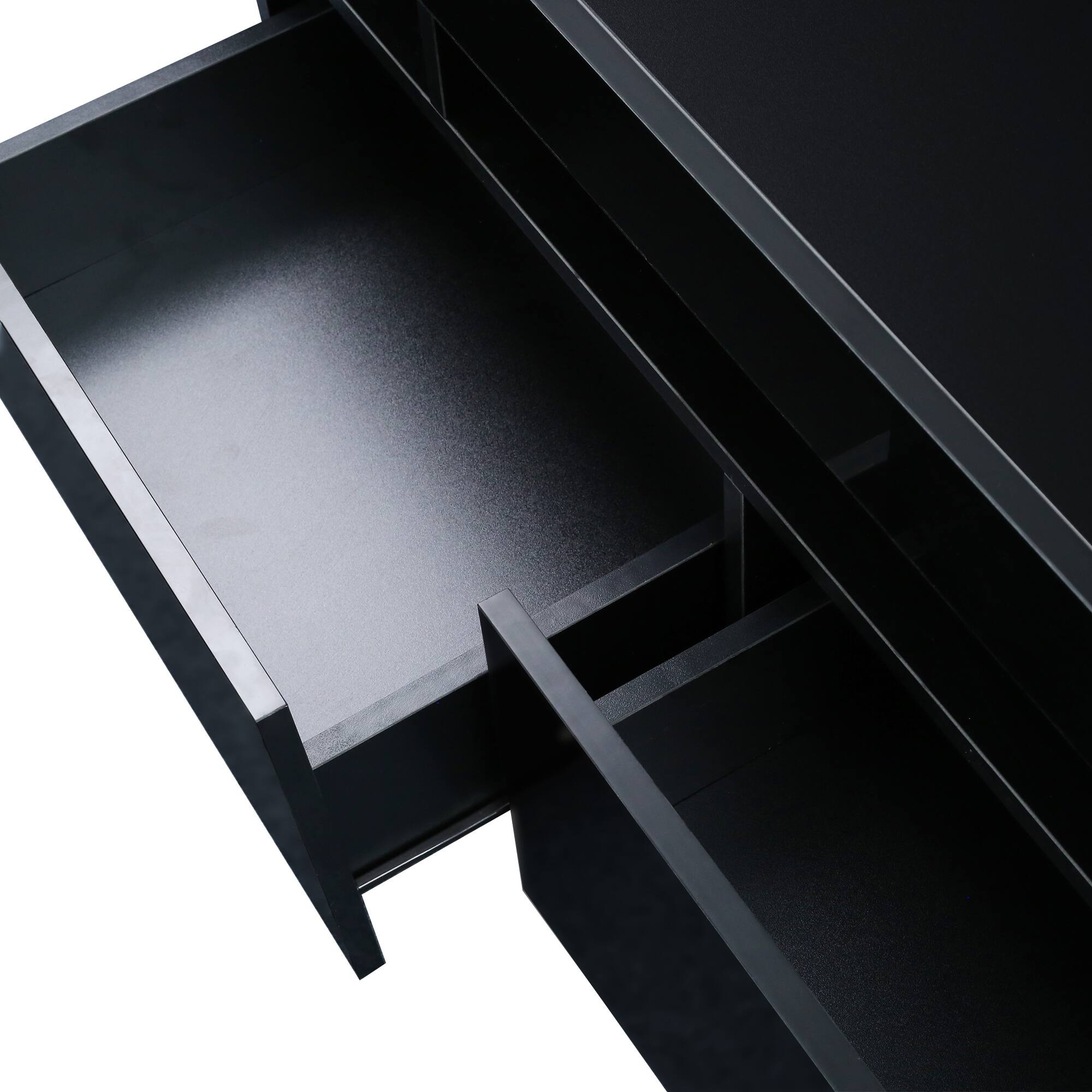 Alt View 8. GOODSILO - Modern Entertainment Center with LED Lights, Fits Up to 70 Inch TVs - Black.