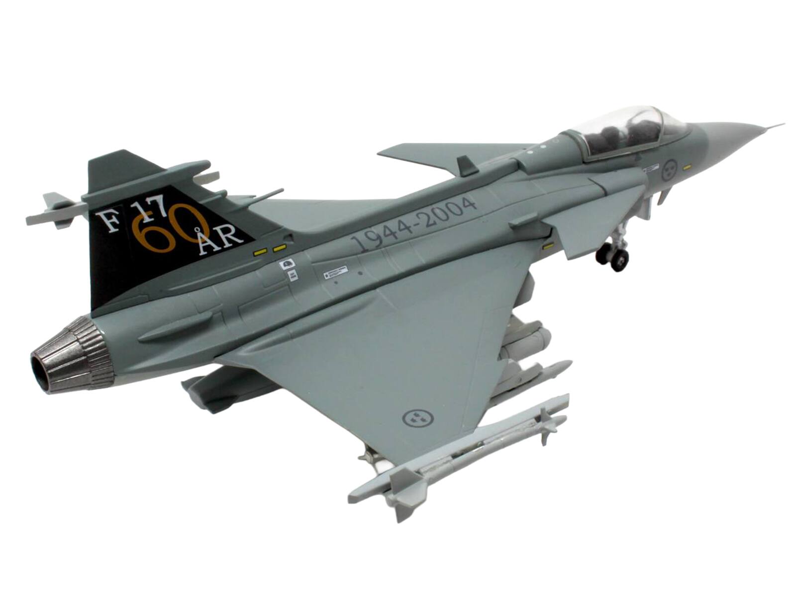 Alt View 2. Aviation 72 - Saab JAS 39A Gripen Fighter Aircraft "Ronneby Air Show" (2004) Swedish Air Force 1/72 Diecast Model by Aviation 72.