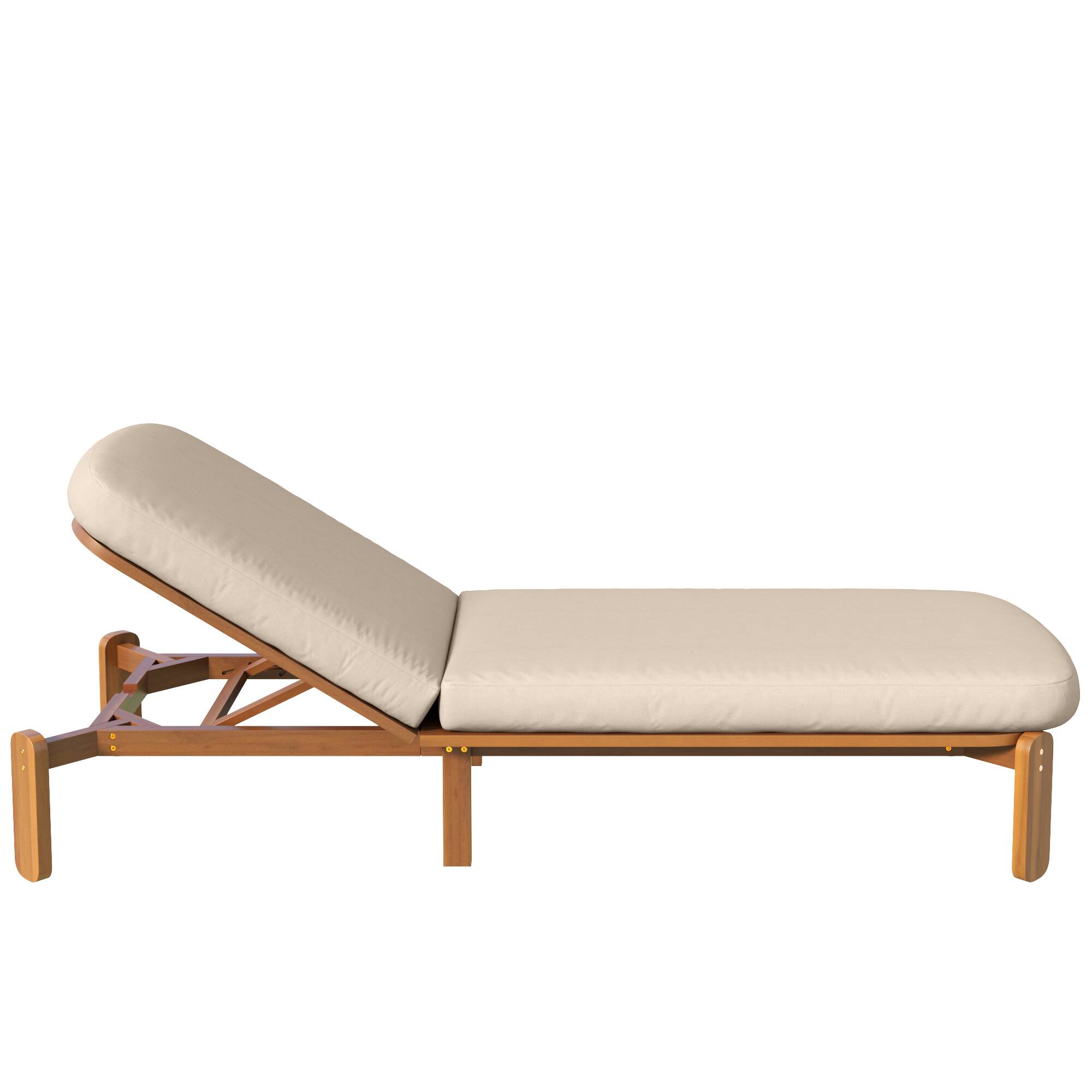 Back. Whisen - Outdoor Adjustable Reclining Chaise Lounge with Thick Cushions for Patio, Poolside, or Beach - Brown.