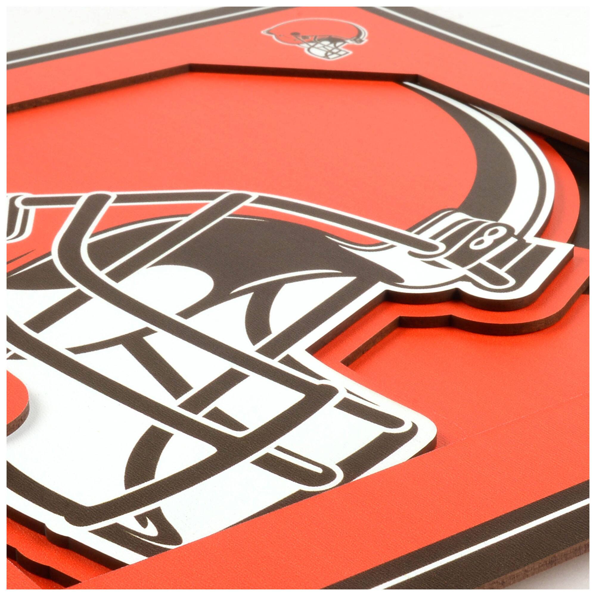 Alt View 1. YouTheFan - Cleveland Browns 12'' x 12'' 3D Logo Wall Art - Multicolor.