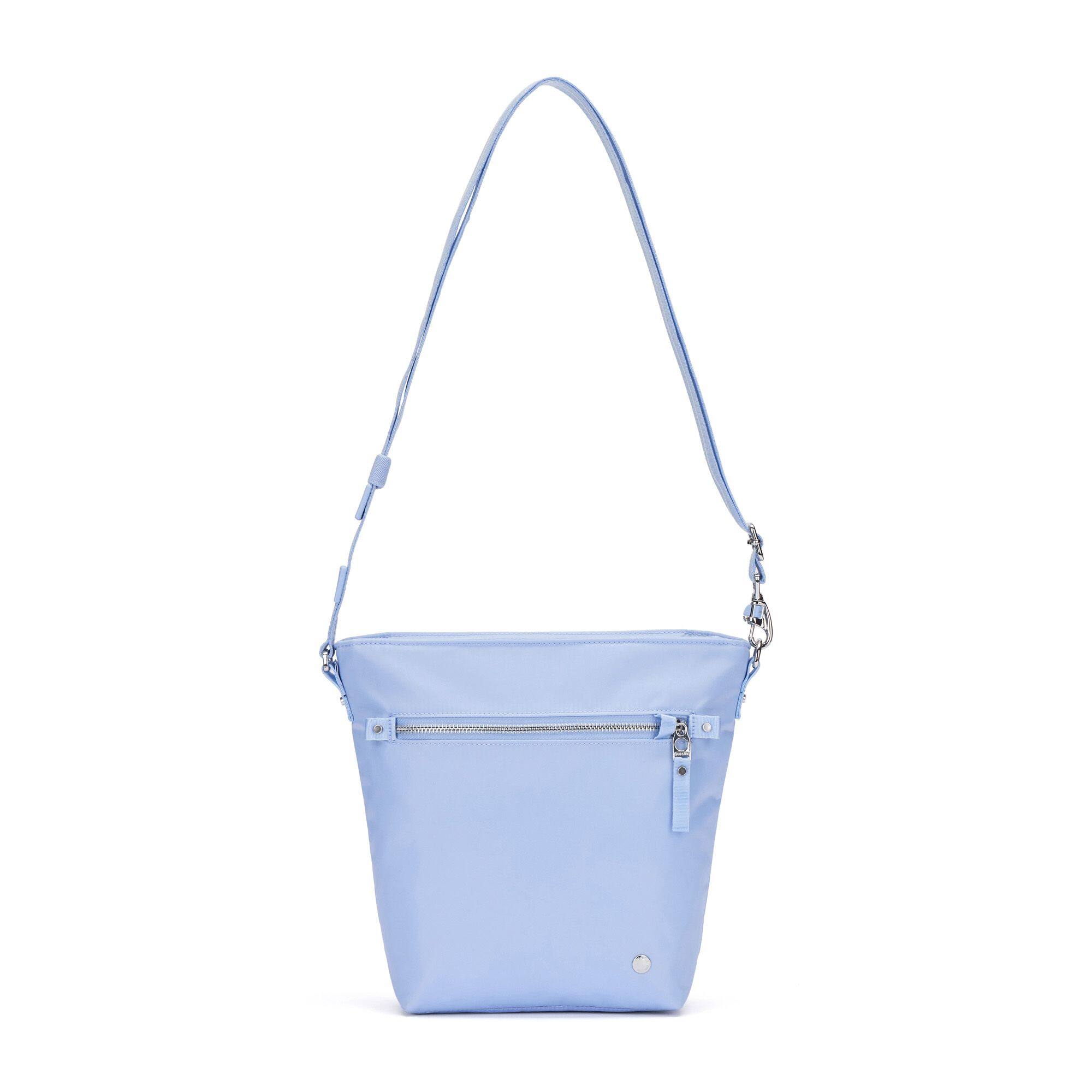 Angle. Pacsafe - W Crossbody - Serenity Blue.