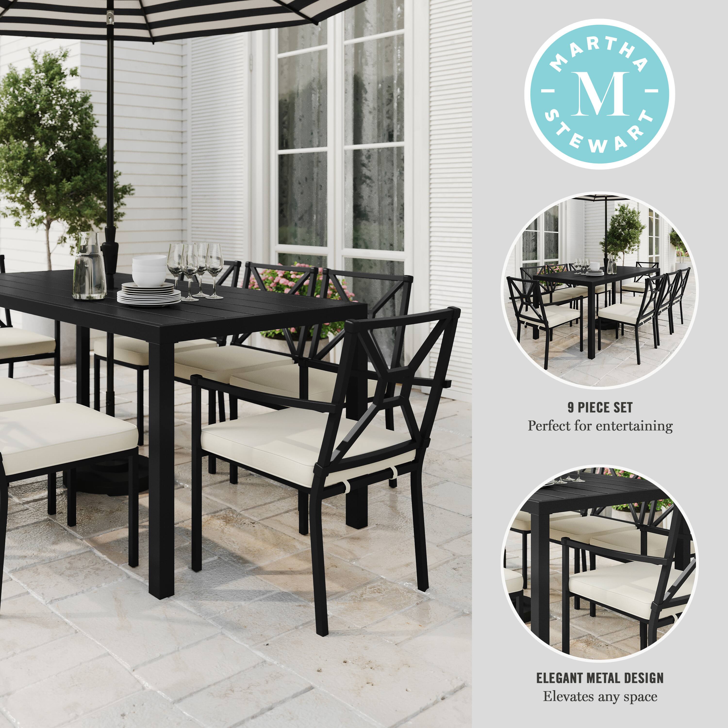MARTHA STEWART

9 PIECE SET  
Perfect for entertaining

ELEGANT METAL DESIGN  
Elevates any space