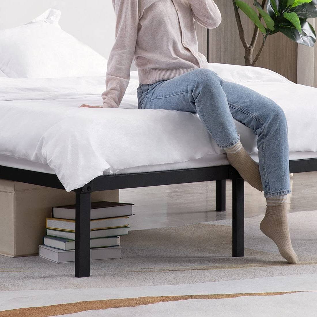 Back. Hivvago - Hivvago King 16-inch Heavy Duty Metal Bed Frame with 3,500 lbs Weight Capacity - Black.