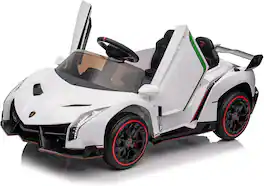 Winado - 12V Ride on Car, Electric Vehicle Licensed Lamborghini Veneno for Kids, Battery Powered Car Toy w/Parent Control, LED - White