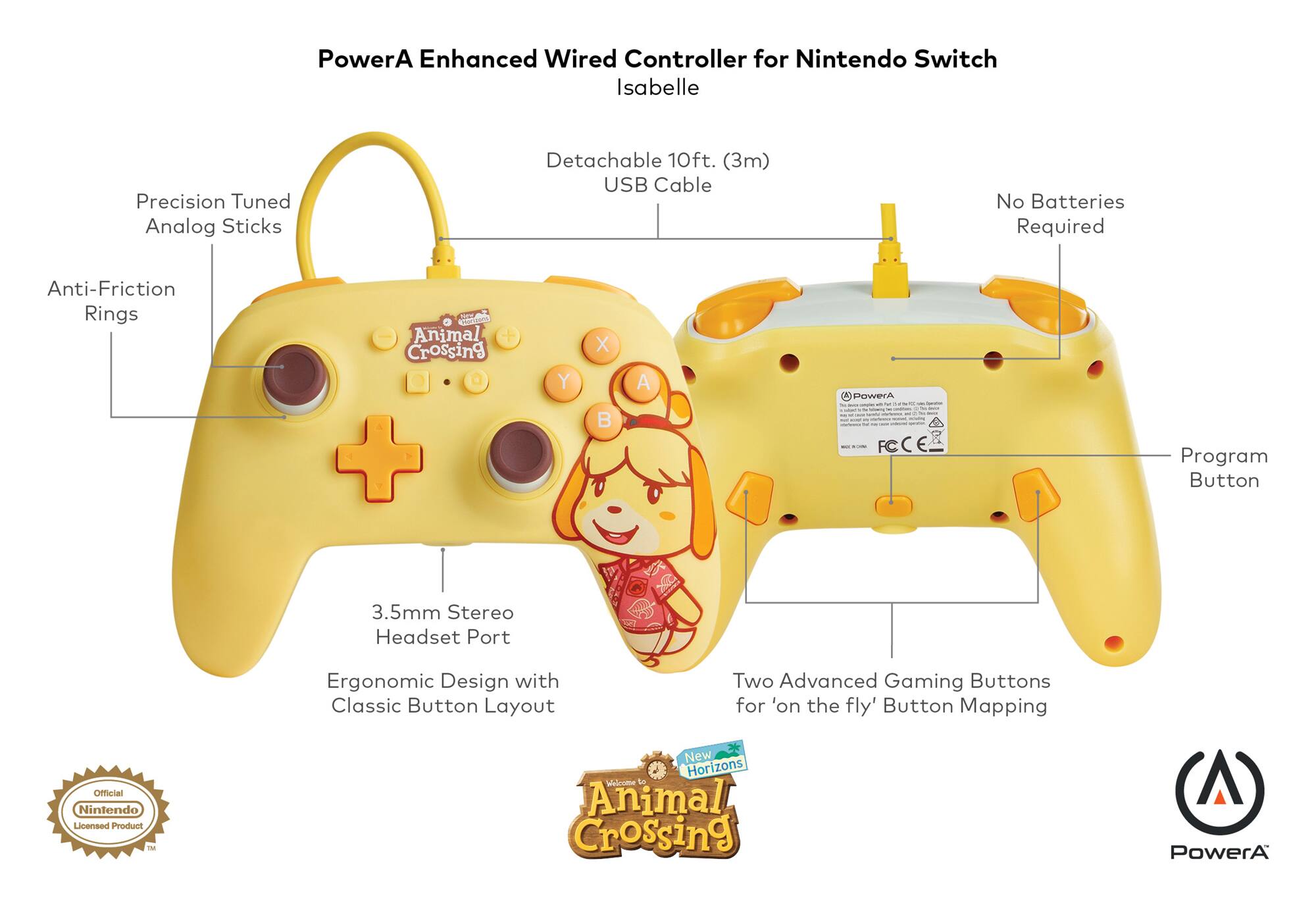 Alt View 11. PowerA - Enhanced Wired Controller for Nintendo Switch - Isabelle.