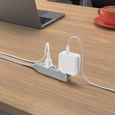 Alt View 3. Staples TECH - Staples TECH 8' Extension Cord, 3-Outlet, 16 AWG, Gray (ST22131-CC) - Gray/Silver.