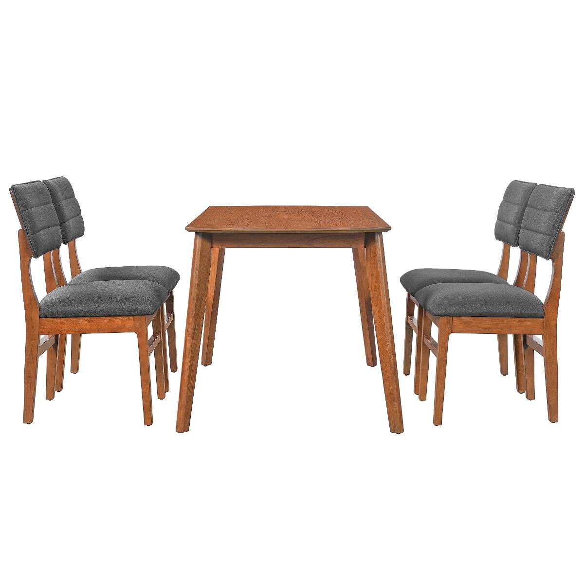 Alt View 8. Loheer - Loheer Dining Table Set for 4, Farmhouse Brown and Gray 5 Piece Set with Upholstered Chairs - Brown and Gray.