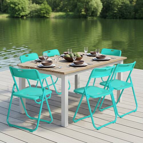 Alt View 8. Winado - 6PCS Plastic Folding Chairs Portable Commercial Seat for Outdoor Indoor Events, Dinning, Wedding, Party, Office, Camping - Mint Green.